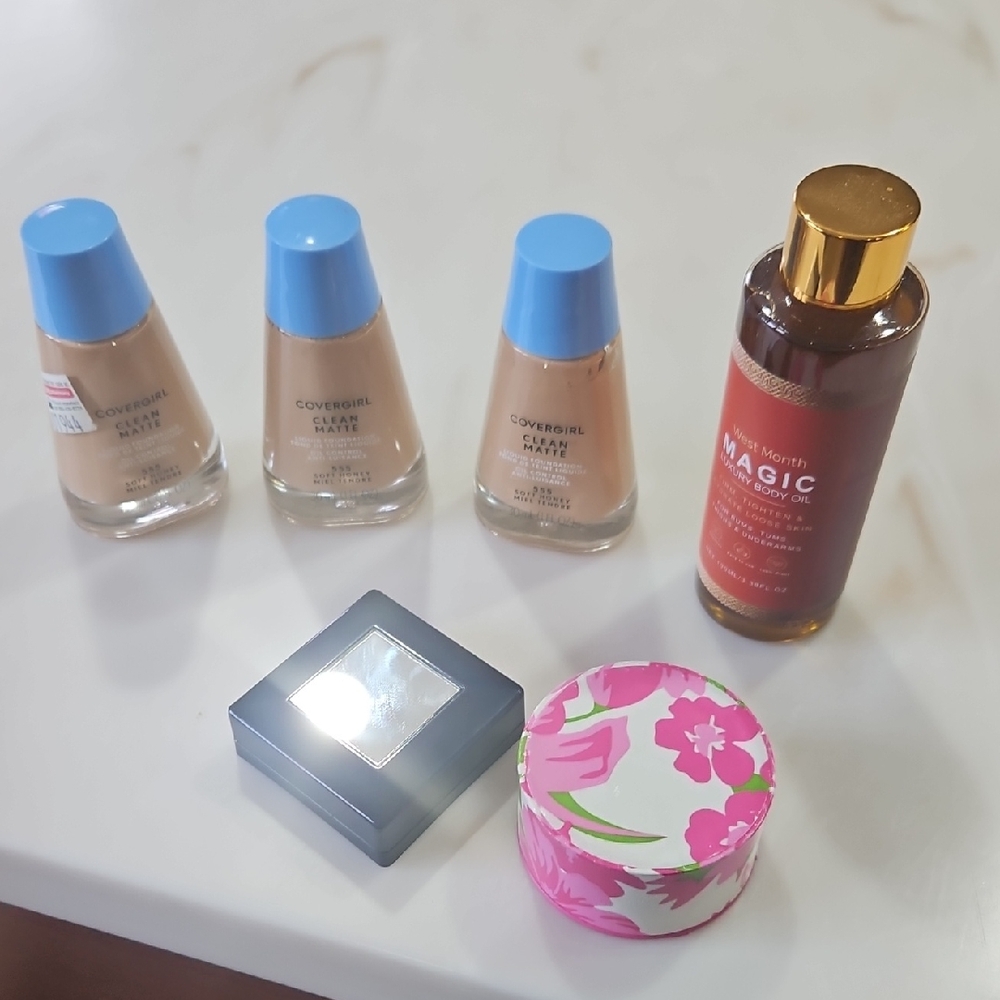 COVERGIRL Foundation 555, West Month Magic, Estee Lauder, Clinique.